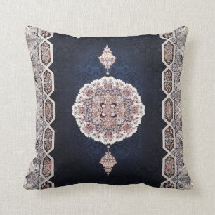 Antique Blue Turkish Persian Carpet Rug Cushion