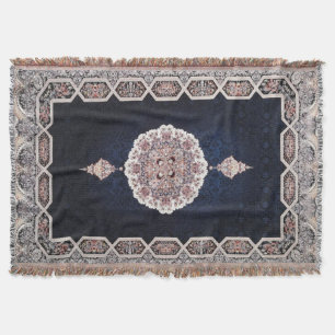 Antique Blue Turkish Persian Carpet Rug Throw Blanket