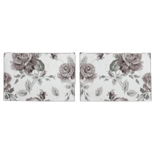 Antique blush pink floral pillowcase