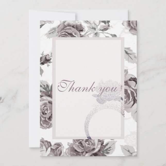 Antique blush pink rose engagement party thank you card (Front)
