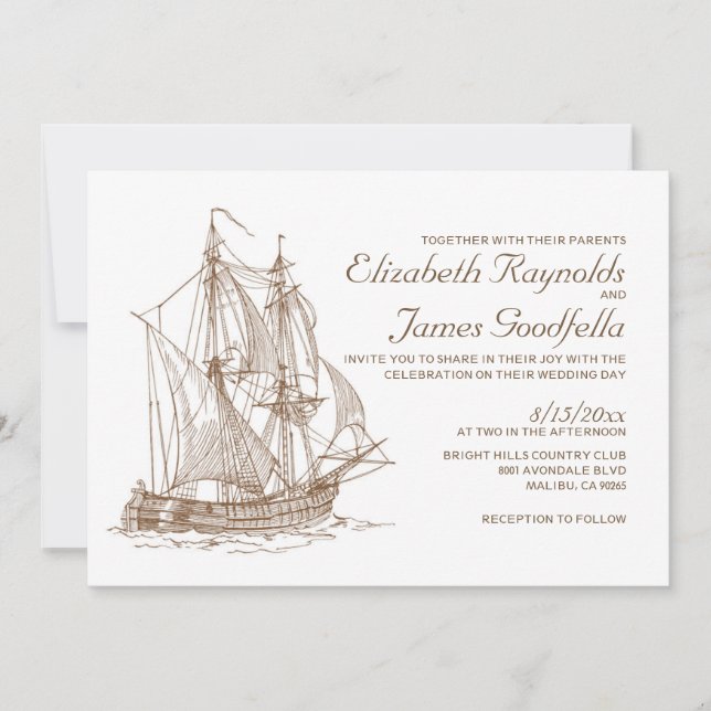Antique Boat Wedding Invitations (Front)