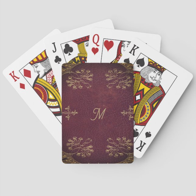 antique book binding  -  leather look playing cards (Back)
