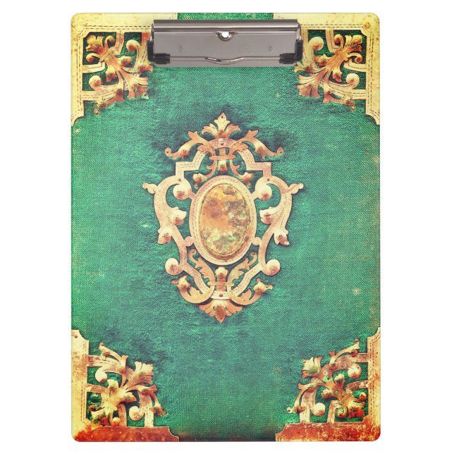Antique book brass and green elegant victorian clipboard (Front)