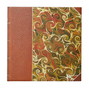 Antique Book Cover, Ornate Swirl Pattern Ceramic Tile
