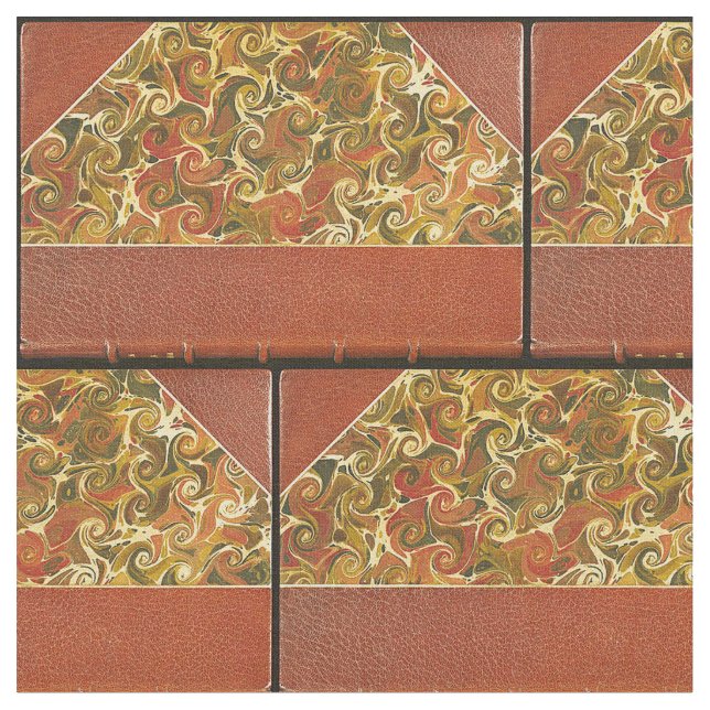 Antique Book Cover, Ornate Swirl Pattern Fabric (Close Up)