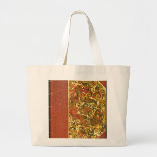 Antique Book Cover, Ornate Swirl Pattern Large Tote Bag