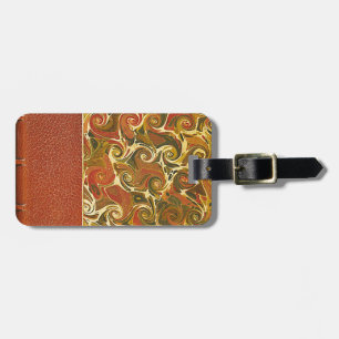 Antique Book Cover, Ornate Swirl Pattern Luggage Tag