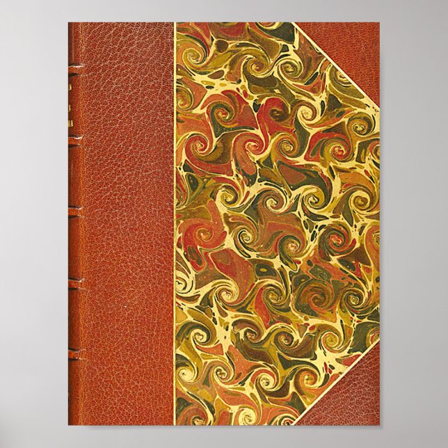Antique Book Cover, Ornate Swirl Pattern Poster (Front)