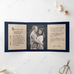Antique Book Fairy Tale Wedding Photo  Tri-Fold In Invitation