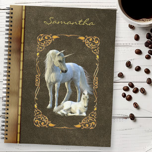 Antique Book Look Unicorn Leather Metallic