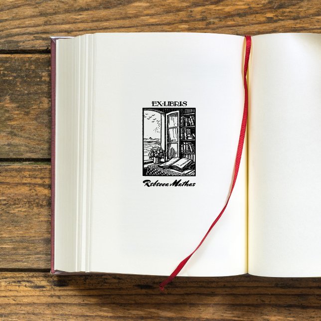 Antique Bookplate Etching Henri Bacher Ex Libris Rubber Stamp (Creator Uploaded)