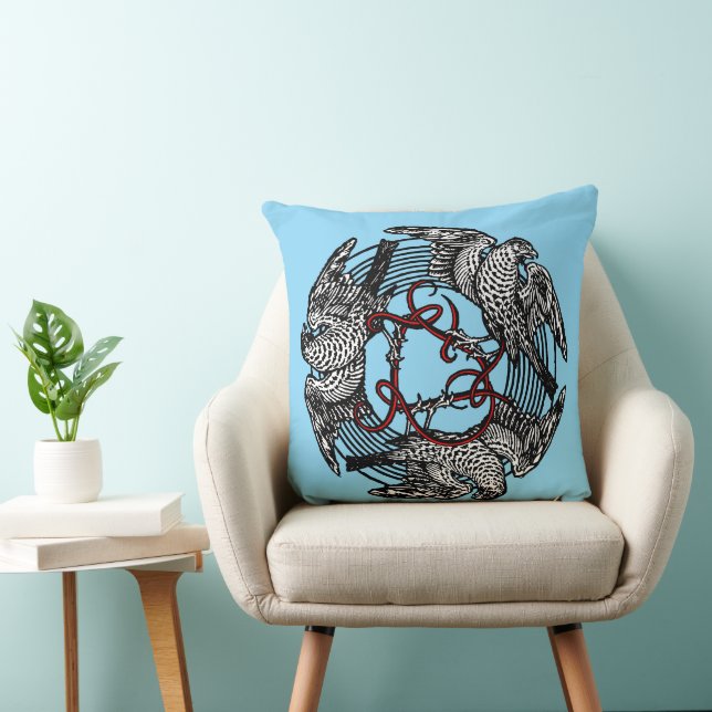 Antique Bookplate Three Hawks William de Morgan Cushion (Chair)