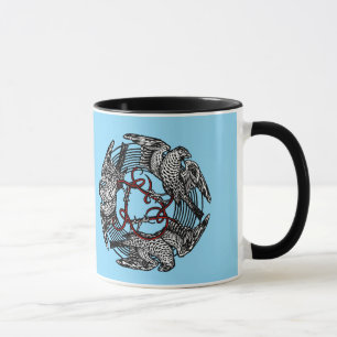 Antique Bookplate Three Hawks William de Morgan Mug