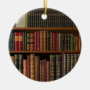 Antique Books Book Lover Ceramic Ornament