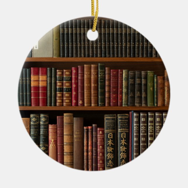 Antique Books Book Lover Ceramic Ornament (Front)