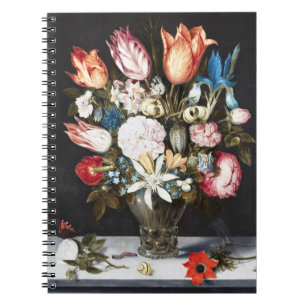 Antique Bosschaert Dutch Tulips and Roses Art Notebook