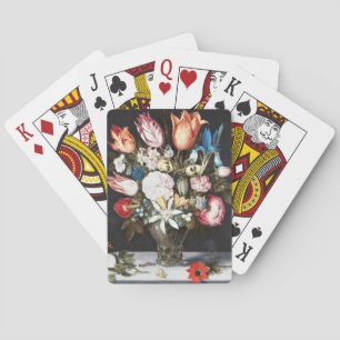 Antique Bosschaert Dutch Tulips and Roses Art Playing Cards