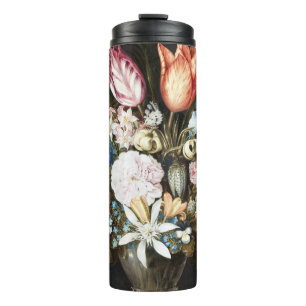 Antique Bosschaert Dutch Tulips and Roses Art Thermal Tumbler