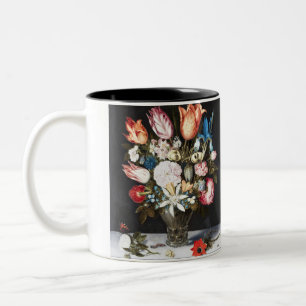 Antique Bosschaert Dutch Tulips and Roses Art Two-Tone Coffee Mug