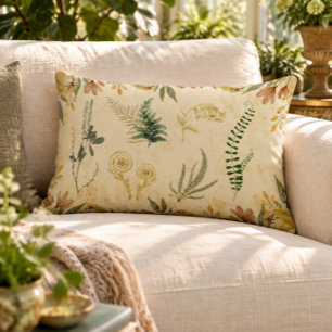 Antique Botanic and Floral Lumbar Pillow