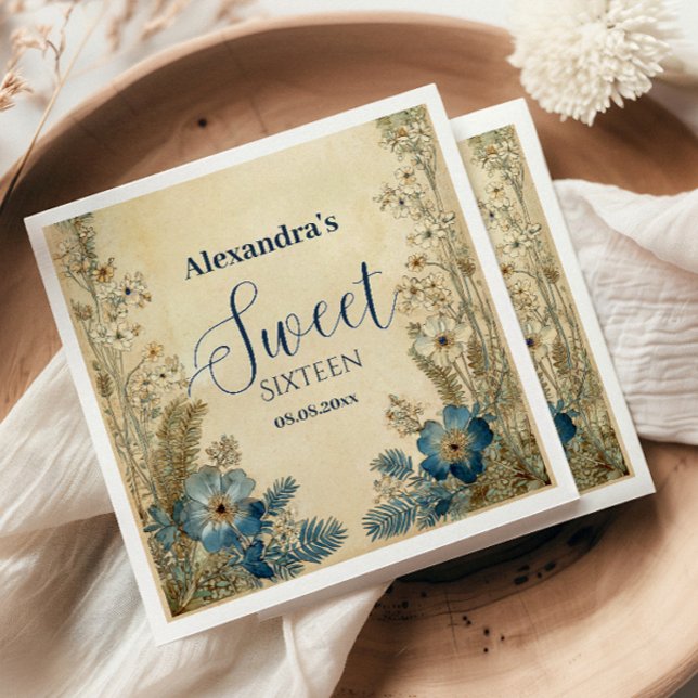 Antique Botanical Art Nouveau Sweet Sixteen Napkin (Creator Uploaded)