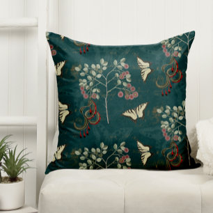 Antique Botanical Butterflies and Catclaw Acacia Cushion
