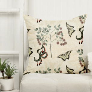 Antique Botanical Butterflies and Catclaw Cushion