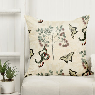 Antique Botanical Butterflies and Catclaw Cushion