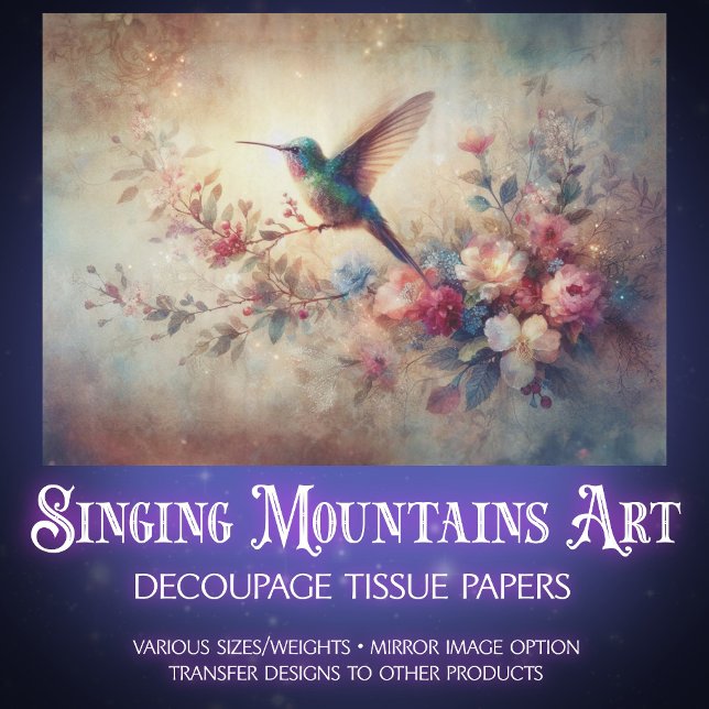 Antique Botanical Hummingbird Art Decoupage Tissue Paper (Creator Uploaded)