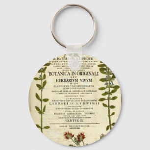 Antique Botany Bookplate Key Ring