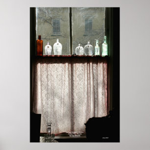 Antique Bottles in Window, Carson City, Nevada Poster