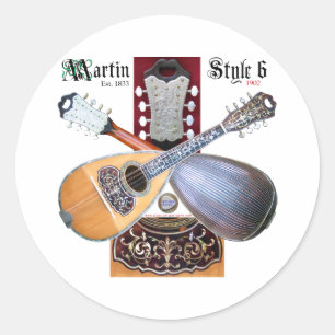 Antique Bowlback Mandolin Classic Round Sticker