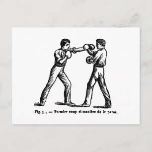 Antique Boxing Illustration Postcard