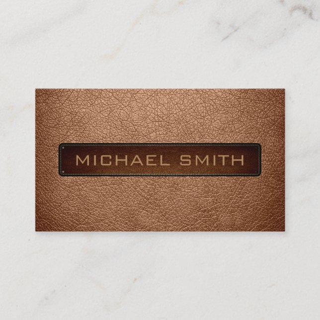 Antique brass Leather Look Professional Business Card (Front)