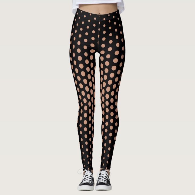 Antique Brass Techno Dot Pattern Leggings (Front)