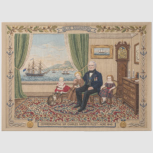 Antique British Navy Captain Family Decoupage Tissue Paper