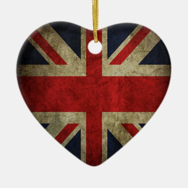 Antique British Union Jack Flag UK Ceramic Ornament (Front)