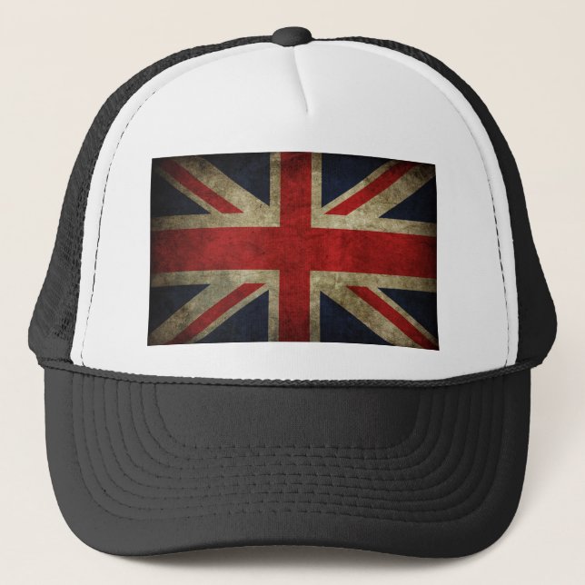 Antique British Union Jack Flag UK Trucker Hat (Front)