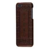 Antique Brown Leather Embossed Book Design iPhone Case (Back Left)