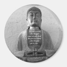 Antique Buddha statue, quote, meditation, magnet