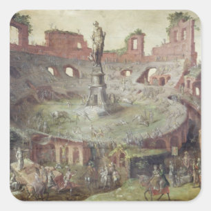 Antique Bullfighting, 1552 Square Sticker