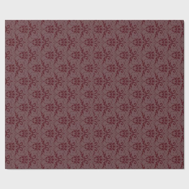 Antique Burgundy Damask Wrapping Paper (Seam)