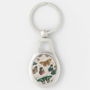 Antique Butterfly Illustration: 1820 Goldsmith Key Ring