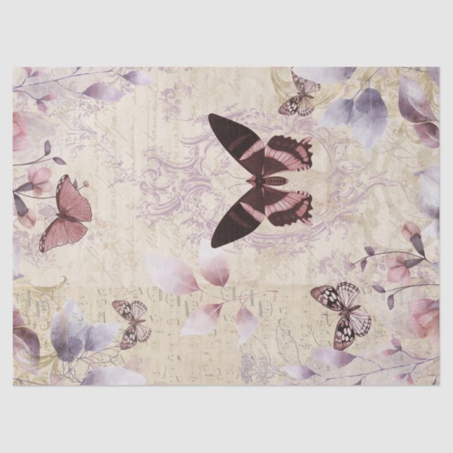 Antique Butterfly Vintage Ephemera Decoupage Tissue Paper (Front)