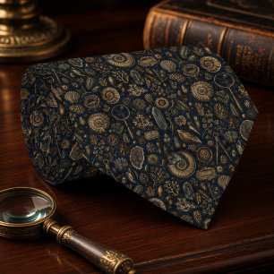 Antique Cabinet of Curiosities Fossil & Nautical Tie