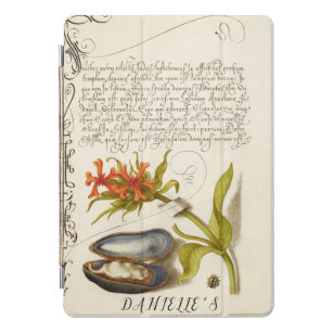 Antique calligraphy text botanical illustration iPad pro cover