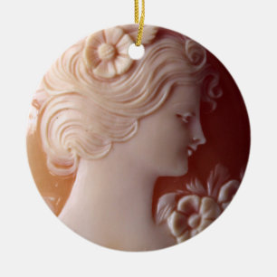 Antique Cameo Ceramic Ornament