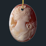 Antique Cameo Ceramic Ornament<br><div class="desc">Romantic antique cameo - image of a pretty Victorian Lady - delicate filigree detail.</div>