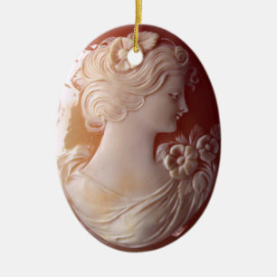 Antique Cameo Ceramic Ornament