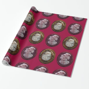 ANTIQUE CAMEO LADIES ,GRAPES GRAPEVINES AND OWL WRAPPING PAPER